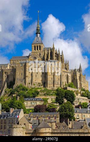 Monastery Isola Mont Saint Michel, St., Normandia, Francia Foto Stock