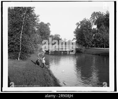 Un canale a Belle Isle, Detroit, tra il 1890 e il 1901. Foto Stock