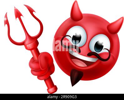 Devil Emoji Emoticon uomo faccia Cartoon icona Mascot Illustrazione Vettoriale