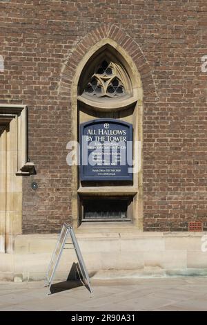 All Hallows by the Tower Church Londra giugno 2023 Foto Stock