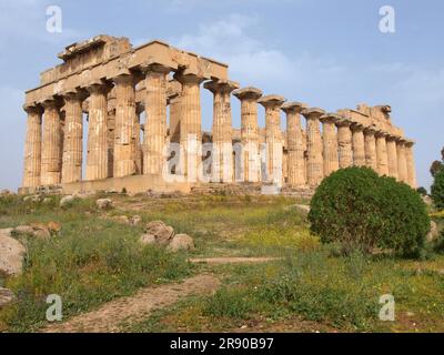 Tempio di Hera a Selinunte, Sicilia, Italia Foto Stock