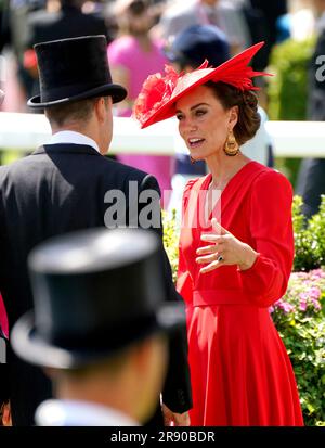 La principessa del Galles durante il quarto giorno di Royal Ascot all'ippodromo di Ascot, Berkshire. Data foto: Venerdì 23 giugno 2023. Foto Stock