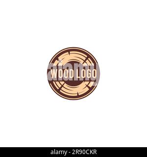 Logo in legno Vector Simple. Vector di design con emblema in legno Illustrazione Vettoriale