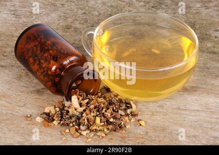 Tazza di tè alla frutta di zucca serpente (Trichosanthis Fructus), tè alla frutta di zucca serpente, Gua Lou Foto Stock