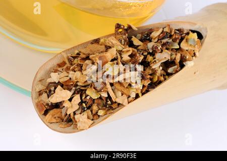 Tazza di tè alla frutta di zucca serpente (Trichosanthis Fructus), tè alla frutta di zucca serpente, Gua Lou Foto Stock