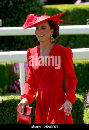 La principessa del Galles durante il quarto giorno di Royal Ascot all'ippodromo di Ascot, Berkshire. Data foto: Venerdì 23 giugno 2023. Foto Stock