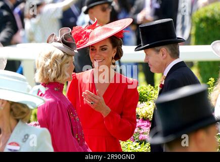 La principessa del Galles durante il quarto giorno di Royal Ascot all'ippodromo di Ascot, Berkshire. Data foto: Venerdì 23 giugno 2023. Foto Stock