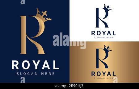 Logo logo logo logo logo logo Design Crown R iniziale Royal R 3D Luxury Illustrazione Vettoriale