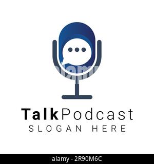 Logo Talk Podcast Design TV Show Media Talk Conversation Logo Mike e Speaker Talk Logo Illustrazione Vettoriale