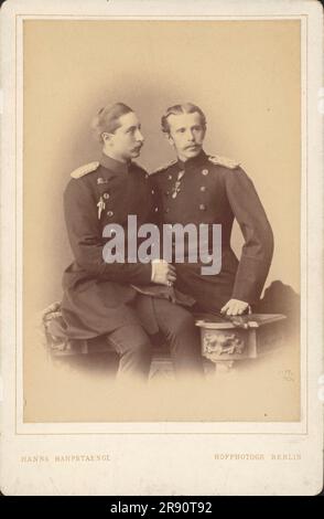 Ritratto dell'imperatore tedesco Guglielmo II (1859-1941), re di Prussia, con suo fratello il principe Enrico di Prussia (1862-1929), 1883. Raccolta privata. Foto Stock