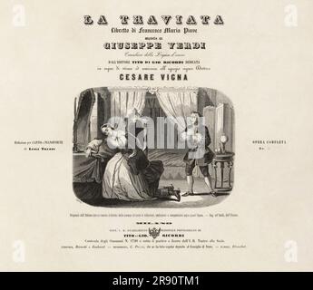 Copertina della prima edizione della partitura vocale dell'opera la Traviata di Giuseppe Verdi. Raccolta privata. Foto Stock