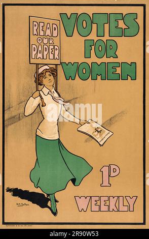 Un poster pubblicitario vintage per il giornale Vote for Women Foto Stock