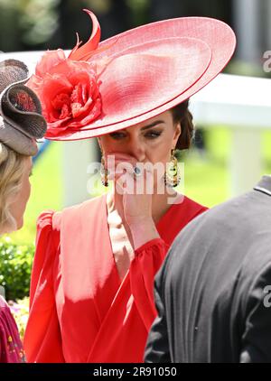 Ascot, Regno Unito. 23 giugno 2023. Berkshire, Regno Unito. 23 giugno 2023. La Principessa di Galles assiste al quarto giorno della Royal Ascot. Crediti: Doug Peters/Alamy Live News Foto Stock