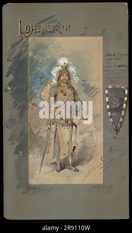 Costume design per l'Opera Lohengrin di Richard Wagner, 1888. Trovato nella collezione dell'Archivio storico ricordi. Foto Stock