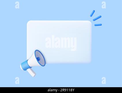 3D Megaphone con messaggio a bolla vocale Illustrazione Vettoriale