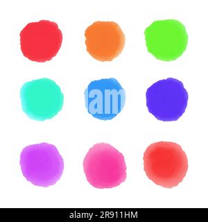 raccolta di coloranti ad acquerello. cerchi ad acquerello colorati. illustrazione vettoriale Illustrazione Vettoriale