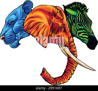 illustrazione vettoriale di testa animale di africa Illustrazione Vettoriale