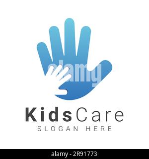 Donazione con logo Kids Care logotipo di beneficenza Hand Care Kid Illustrazione Vettoriale