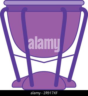 Icona di strumento musicale a tamburo bongo isolato colorato Vector Illustrazione Vettoriale