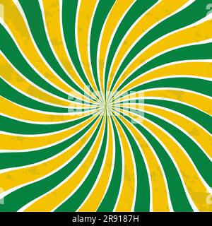 Sfondo raggi di sole, design psichedelico ondulato retro anni '60 anni '70. Divertente sfondo hippie. Modelli di sfondo vettoriale. Modello poster Circus Illustrazione Vettoriale