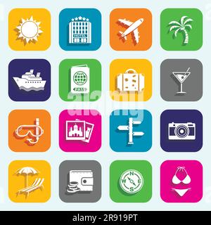 Set di icone per le vacanze estive Illustrazione Vettoriale