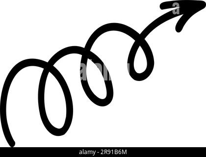 Freccia di scorrimento Doodle. Illustrazione vettoriale disegnata a mano. Illustrazione Vettoriale