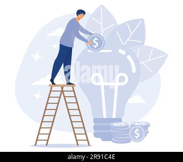 Concetto di incubatore aziendale, acceleratore di avviamento, fondo di investimento di rischio, tutoraggio di avviamento, opportunità di business, angel investitore, piatto vettore moderno Illustrazione Vettoriale