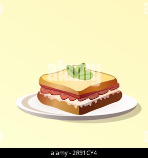 Waffle americani con una foglia di menta su un pho bianco isolato Illustrazione Vettoriale