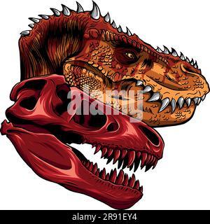 cartoon t-rex che era molto arrabbiato, fissando e grinning vettore Illustrazione Vettoriale