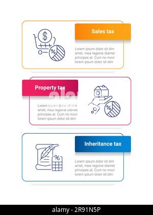 Modello grafico infografico per i tipi di imposte personali Illustrazione Vettoriale