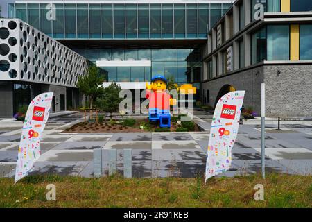 BILLUND, DANIMARCA –21 agosto 2022- Vista del campus Lego, sede del gruppo Lego, sede della Brick, la più grande azienda di giocattoli del mondo, situata in Foto Stock