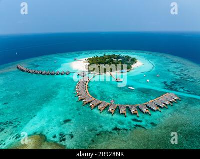 Località turistica sull'isola di Thulhagiri, Maldive Foto Stock