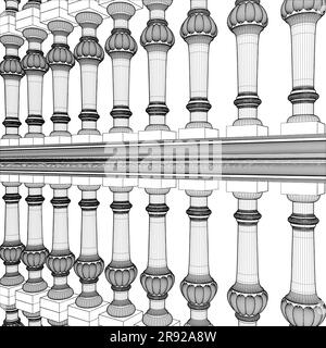 Baluster Railing Vector. Immagine isolata su sfondo bianco. Un'illustrazione vettoriale dei banisteri Balustrade Banister Baluster Railing. Illustrazione Vettoriale