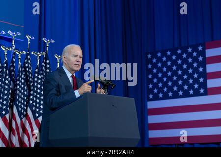 Washington, Stati Uniti. 23 giugno 2023. Il presidente degli Stati Uniti Joe Biden fa osservazioni in un evento politico tenuto da gruppi pro Choice a Washington, DC, 23 giugno 2023. Credit: Chris Kleponis/Pool via CNP Credit: Abaca Press/Alamy Live News Foto Stock