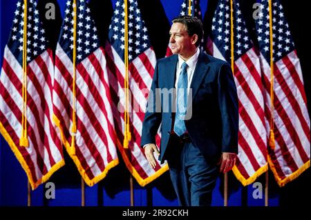 23 giugno 2023, Washington, District of Columbia, USA: Il governatore della Florida RON DESANTIS (R) parla alla Road to Majority Policy Conference della Faith & Freedom Coalition a Washington, DC. (Immagine di credito: © Michael Brochstein/ZUMA Press Wire) SOLO USO EDITORIALE! Non per USO commerciale! Foto Stock