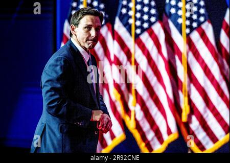 23 giugno 2023, Washington, District of Columbia, USA: Il governatore della Florida RON DESANTIS (R) parla alla Road to Majority Policy Conference della Faith & Freedom Coalition a Washington, DC. (Immagine di credito: © Michael Brochstein/ZUMA Press Wire) SOLO USO EDITORIALE! Non per USO commerciale! Foto Stock