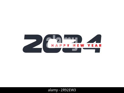 Grande set di modelli vettoriali con logo Happy New Year 2024 per festeggiare il Capodanno 2024 Illustrazione Vettoriale