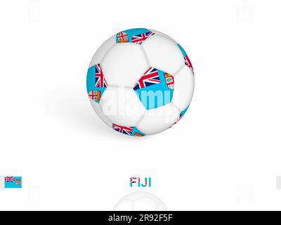 Pallone da calcio con bandiera Fiji, attrezzature sportive da calcio. Illustrazione vettoriale. Illustrazione Vettoriale