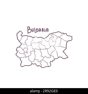 Mappa dei Doodle disegnati a mano in Bulgaria. Illustrazione vettoriale Illustrazione Vettoriale