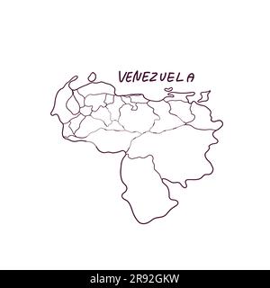 Mappa Doodle disegnata a mano del Venezuela. Illustrazione vettoriale Illustrazione Vettoriale