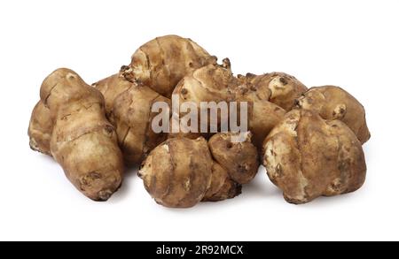 Gruppo di carciofi di Gerusalemme isolati su bianco Foto Stock