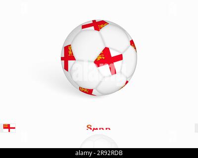 Pallone da calcio con bandiera Sark, attrezzature sportive da calcio. Illustrazione vettoriale. Illustrazione Vettoriale