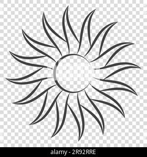 Stencil solare a fiamma tribale contorno illustrazione vettoriale isolata su sfondo trasparente Illustrazione Vettoriale