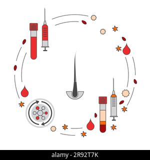 Trattamento dei capelli PRP, illustrazione concettuale Foto Stock