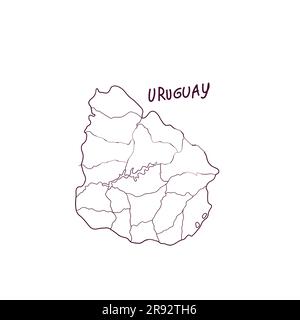 Mappa di Doodle disegnata a mano dell'Uruguay. Illustrazione vettoriale Illustrazione Vettoriale