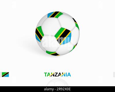 Pallone da calcio con bandiera della Tanzania, attrezzature sportive da calcio. Illustrazione vettoriale. Illustrazione Vettoriale