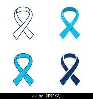 Icona della barra multifunzione Blue Awareness impostata in stile piatto e lineare. Simbolo di pace. Illustrazione vettoriale. Illustrazione Vettoriale