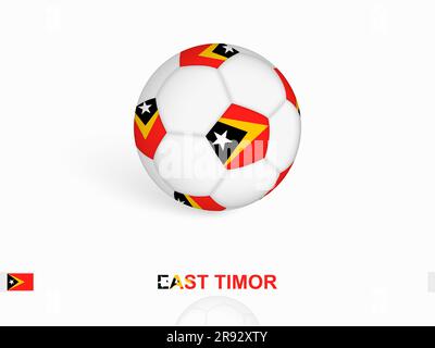 Pallone da calcio con la bandiera di Timor Est, attrezzature sportive da calcio. Illustrazione vettoriale. Illustrazione Vettoriale