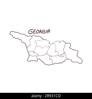 Mappa Doodle disegnata a mano della Georgia. Illustrazione vettoriale Illustrazione Vettoriale