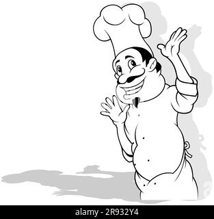 Disegno di uno chef sorridente in uniforme bianca Illustrazione Vettoriale